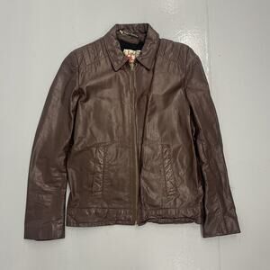 Vintage 70s Sears Maroon Grunge Leather Jacket